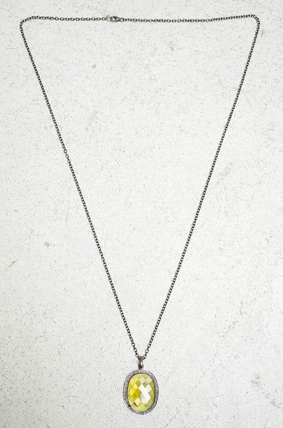 Yellow Tourmaline Sliced Pendant Necklace