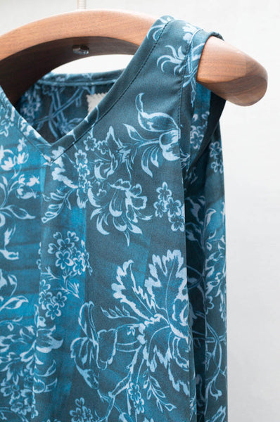 Indigo Sleeveless Floral Dress