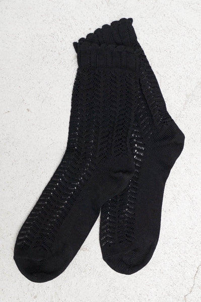 Black Pointelle-Knit Socks