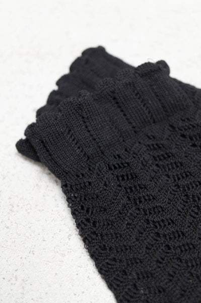 Black Pointelle-Knit Socks