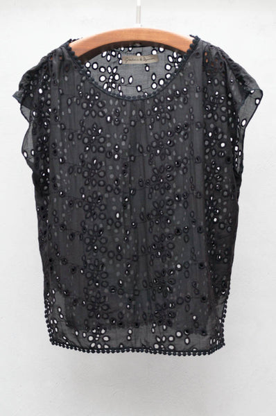 Black Eyelet Top