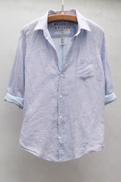 Blue with Red Polka Dots Linen Barry Shirt