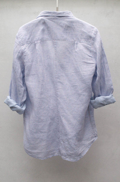 Blue with Red Polka Dots Linen Barry Shirt