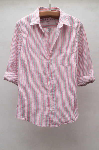 Red & Blue Stripes Linen Barry Shirt