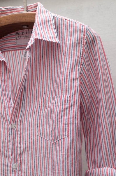 Red & Blue Stripes Linen Barry Shirt