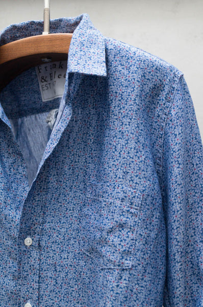 Blue & Red Flowers Linen Barry Shirt