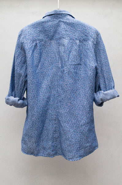 Blue & Red Flowers Linen Barry Shirt