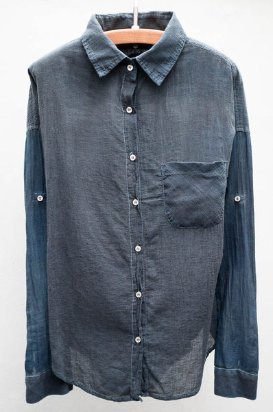 Navy Rhodes Oil Wash Button Down