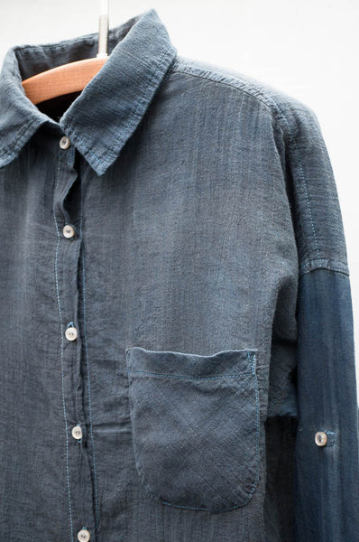Navy Rhodes Oil Wash Button Down