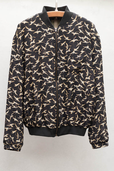 Notte Crane Print Bomber Jacket