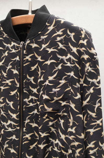 Notte Crane Print Bomber Jacket