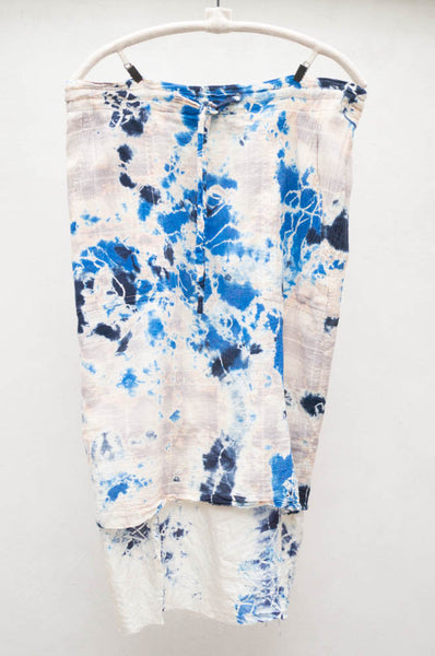 Blue Floral Tie Dye Skirt