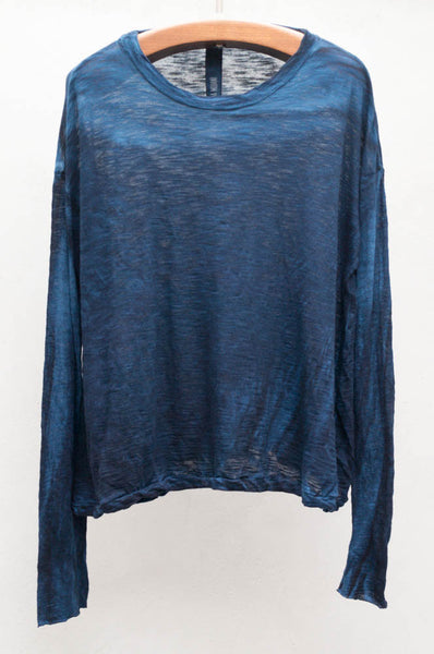 Deep Blue Long Sleeve Trapeze Top