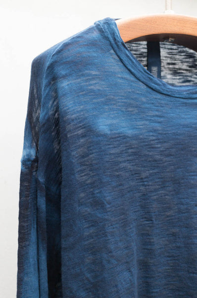 Deep Blue Long Sleeve Trapeze Top