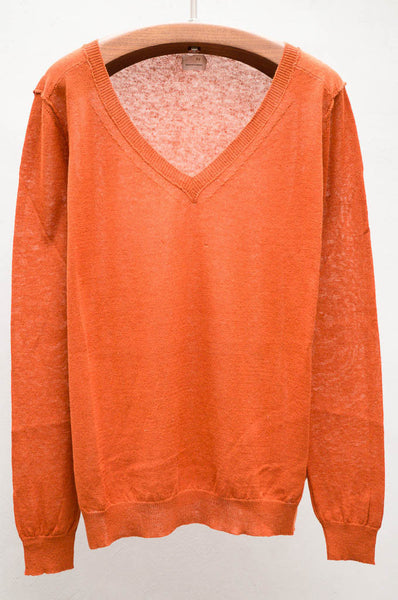 Orange V Neck Pullover