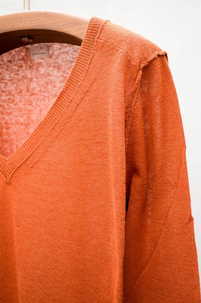 Orange V Neck Pullover