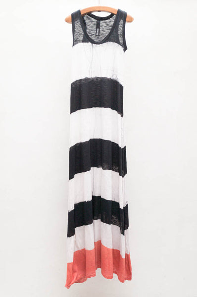 Guava Stripe Long Trapeze Dress