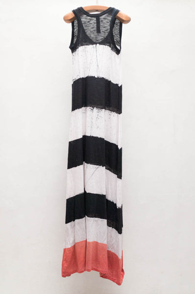 Guava Stripe Long Trapeze Dress