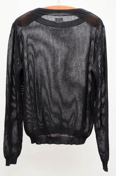 Black Ribbed Crew Pullover
