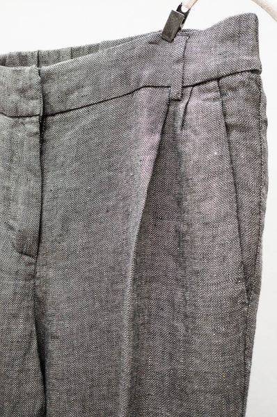 Blackish Pleated Linen Pant