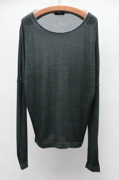 Dark Green Boatneck Long Sleeve Sweater