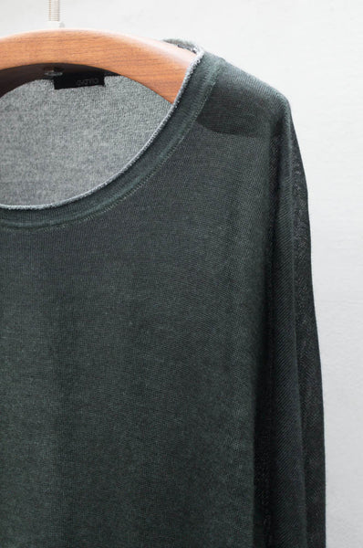 Dark Green Boatneck Long Sleeve Sweater