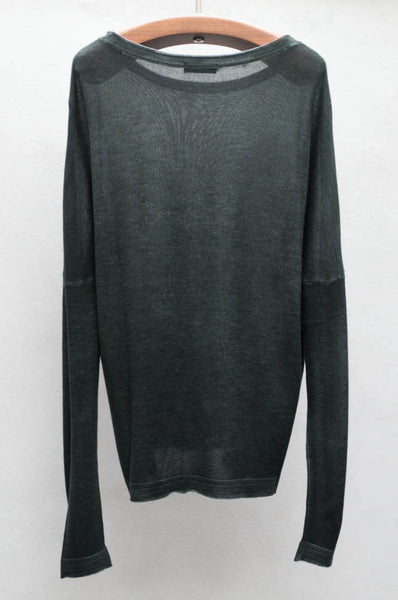 Dark Green Boatneck Long Sleeve Sweater