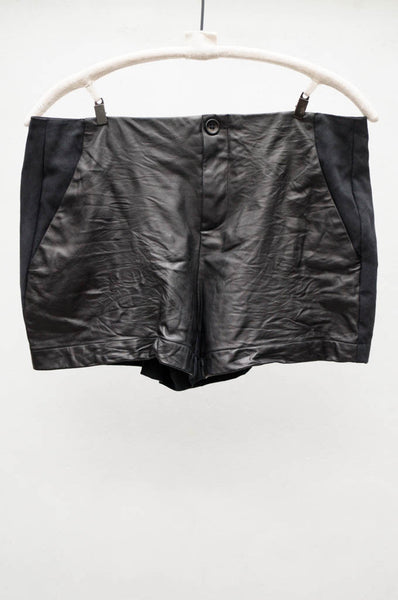 Leather Front Shorts