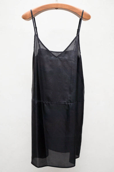 Black Silk Chiffon Slip