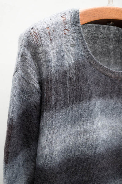 Grey Shred Shoulder Pullover