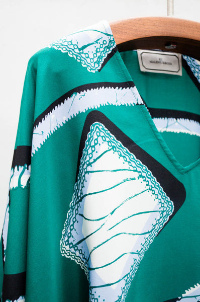Green Printed Pinjada Caftan