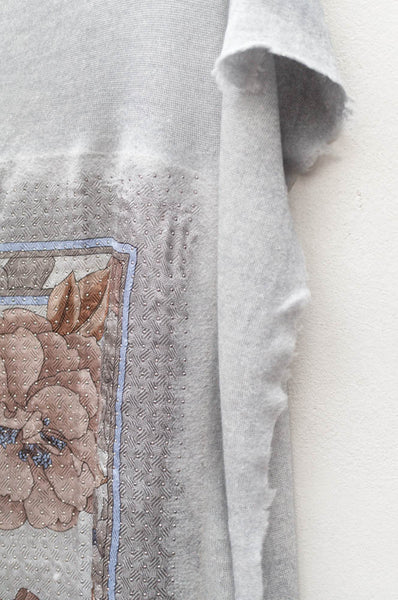Blue Floral Vintage Scarf with Metal Studs
