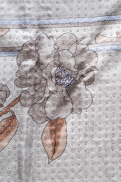 Blue Floral Vintage Scarf with Metal Studs