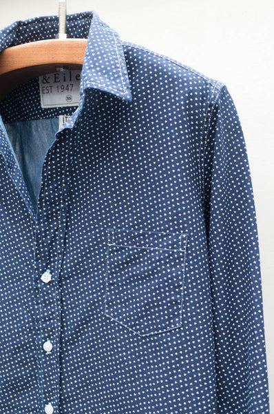 Navy Barry Stonewashed Indigo Button Down