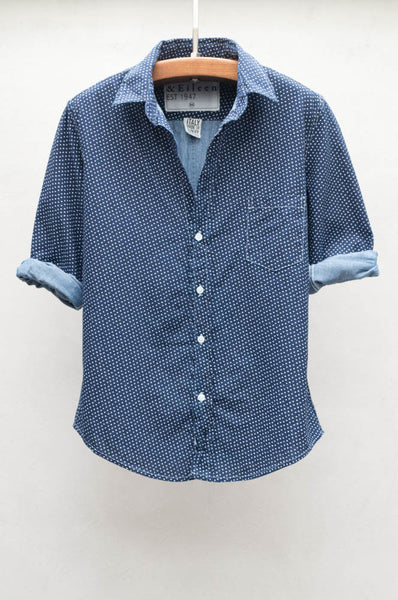 Navy Barry Stonewashed Indigo Button Down