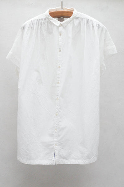 White Short Sleeve Shirred Blouse