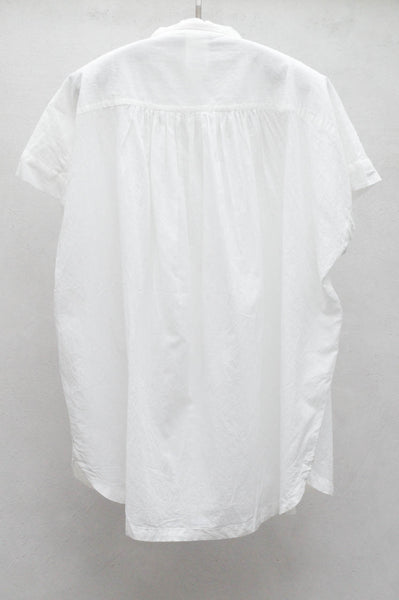 White Short Sleeve Shirred Blouse