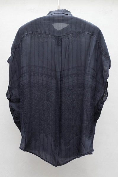 Navy Button Down Cocoon Blouse