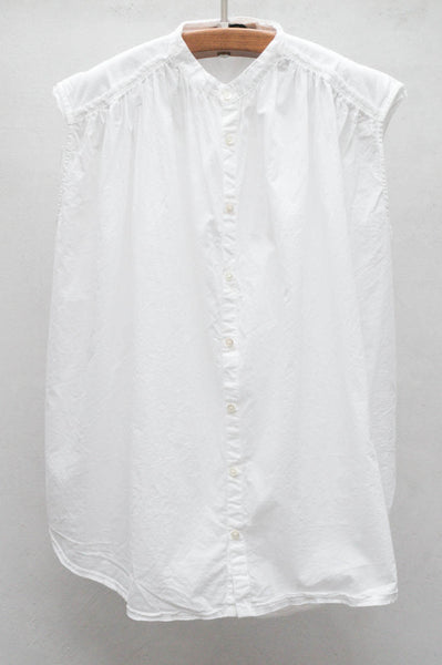 White Sleeveless Shirred Blouse