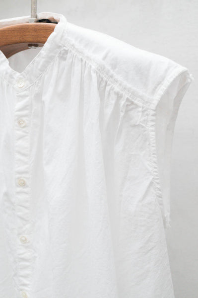 White Sleeveless Shirred Blouse