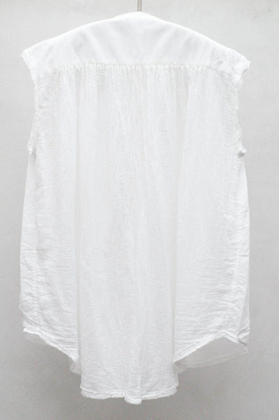 White Sleeveless Shirred Blouse