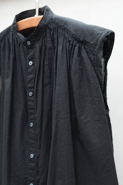 Black Sleeveless Shirred Blouse