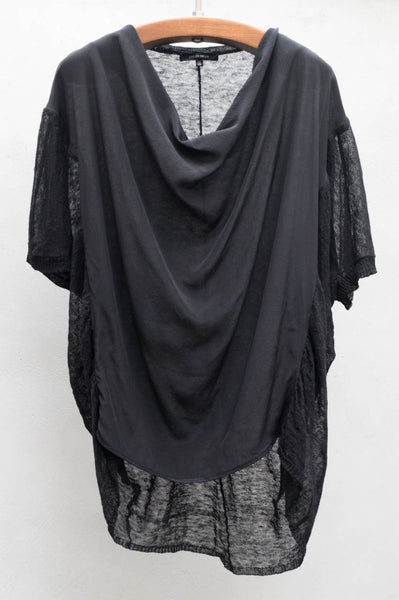 Black Drape Neck Pullover Top