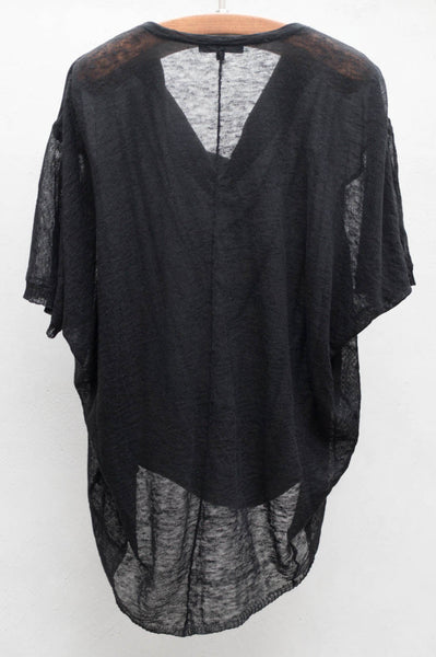 Black Drape Neck Pullover Top