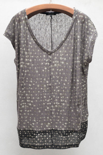 Grey Printed Linen Tee