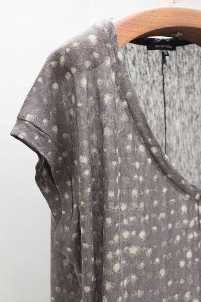 Grey Printed Linen Tee