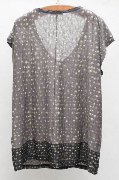 Grey Printed Linen Tee