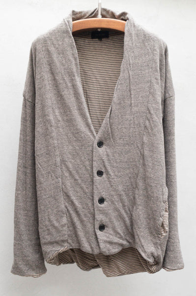 Beige Double Layer Jersey Cardigan