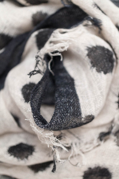 Black/Cream Printed Linen Scarf