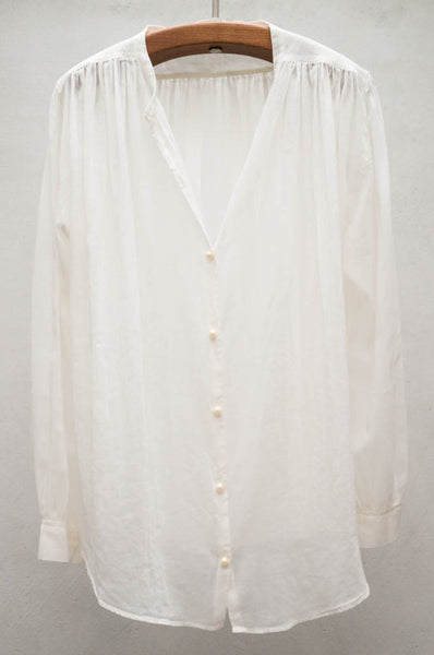 Off White Pearl Button Down